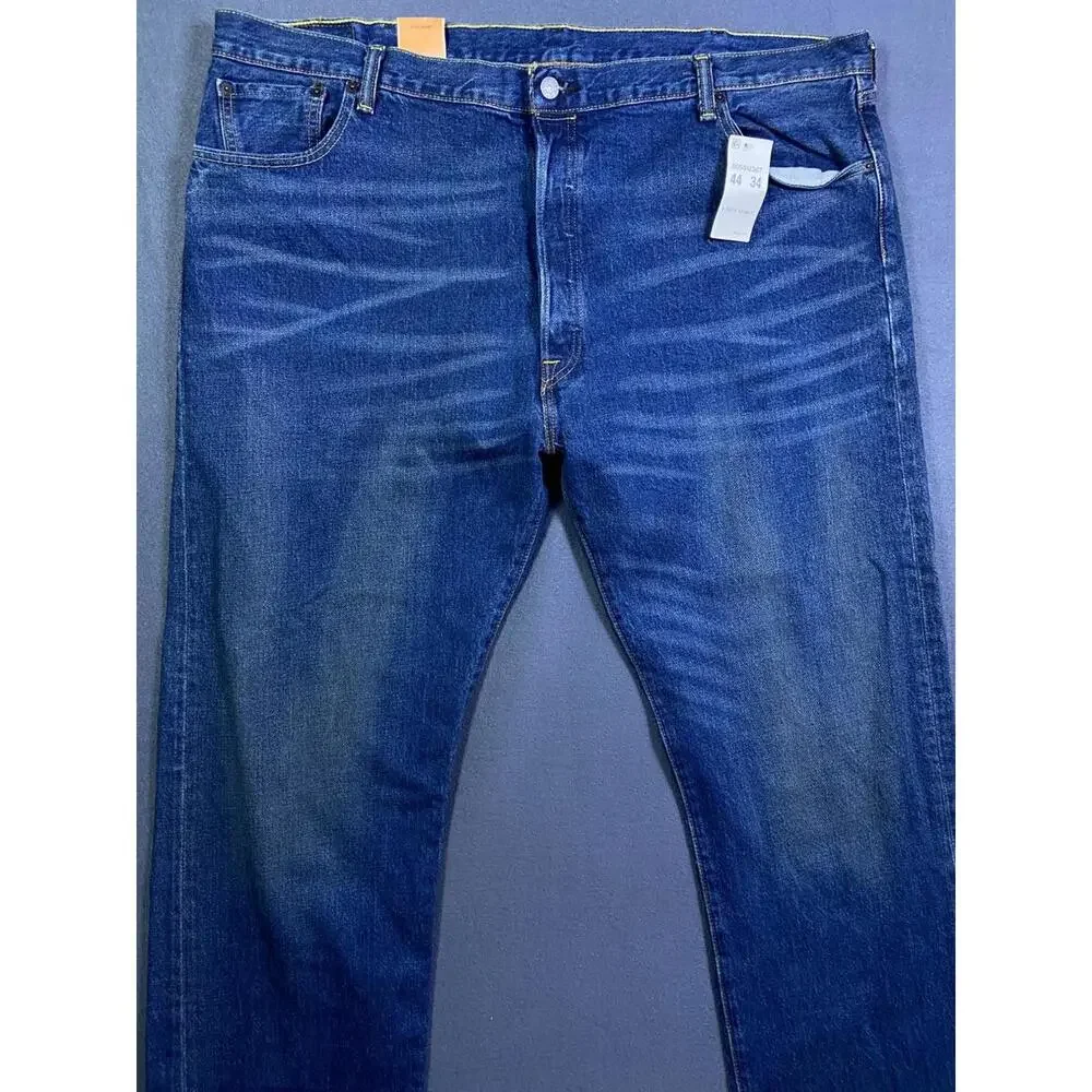 NEW Levi's 501 Jeans Blue 44x34 Blue Button Fly Straight Denim Deadstock Y2K NWT